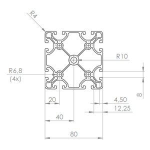 80x80 ISB Profiel Slot 8 ECO Maatvoering