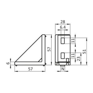 Hoekverbinder 30×60 Zwart Maatvoering