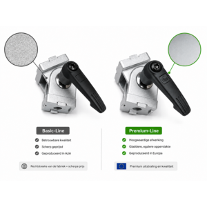 Hoekscharnier 30 met klemhendel basic vs premium