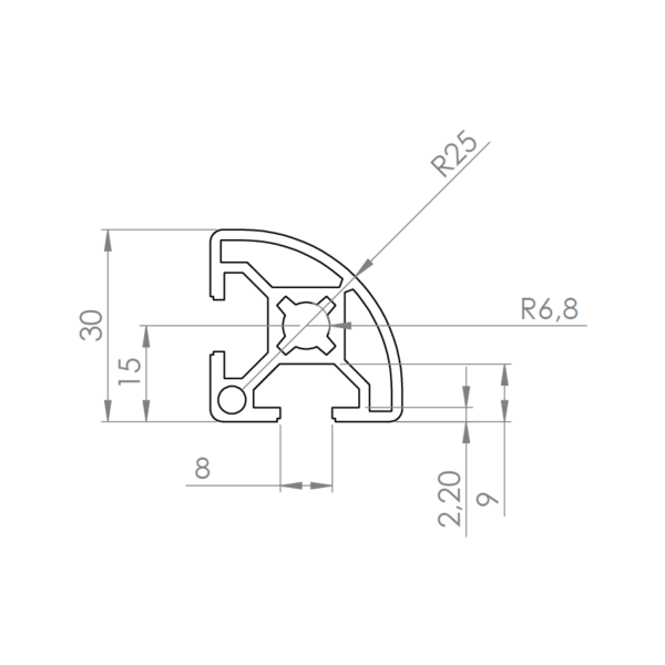 30x30 R BSB Profiel Slot 8 Maatvoering