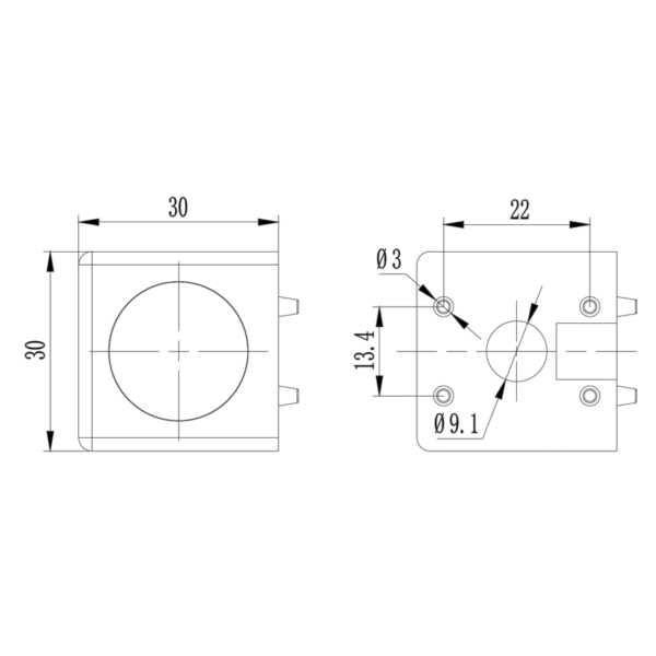30x30 BSB 2D Connector Afmetingen