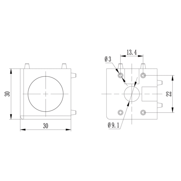 30x30 BSB 3D Connector Afmetingen