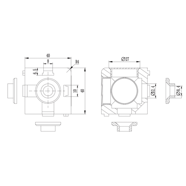 40x40 ISB 3D Connector Afmetingen