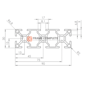 30x90 BSB Profiel Slot 8 Maatvoering
