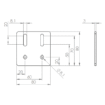Stelplaat 80x80 3mm M8 Maatvoering
