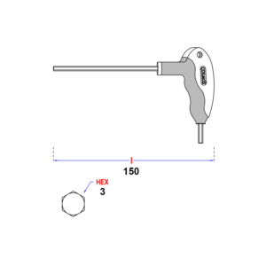 COSMOS Elite bzksleutel T-handvat 3x150mm Maatvoering