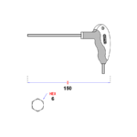 COSMOS Elite bzksleutel T-handvat 6x150mm Maatvoering