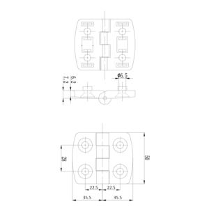 Metalen Scharnier (40 ISB) Maatvoering